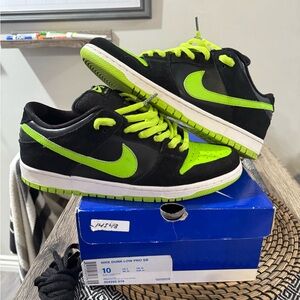 Nike Dunk Low Pro SB Black and Neon Green Sneakers
